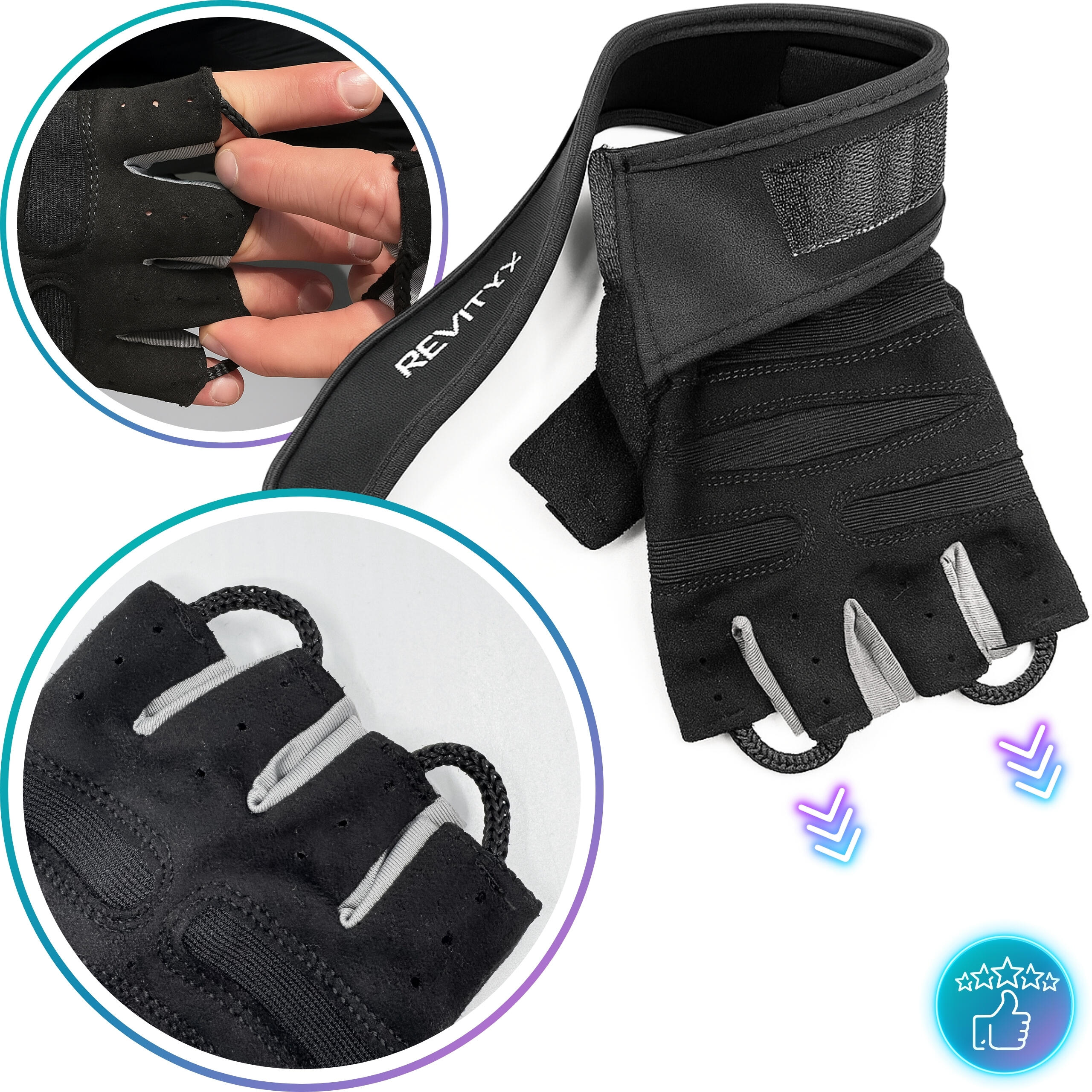 Guanti training palestra supporto polso loop rimozione REVITY 5/7