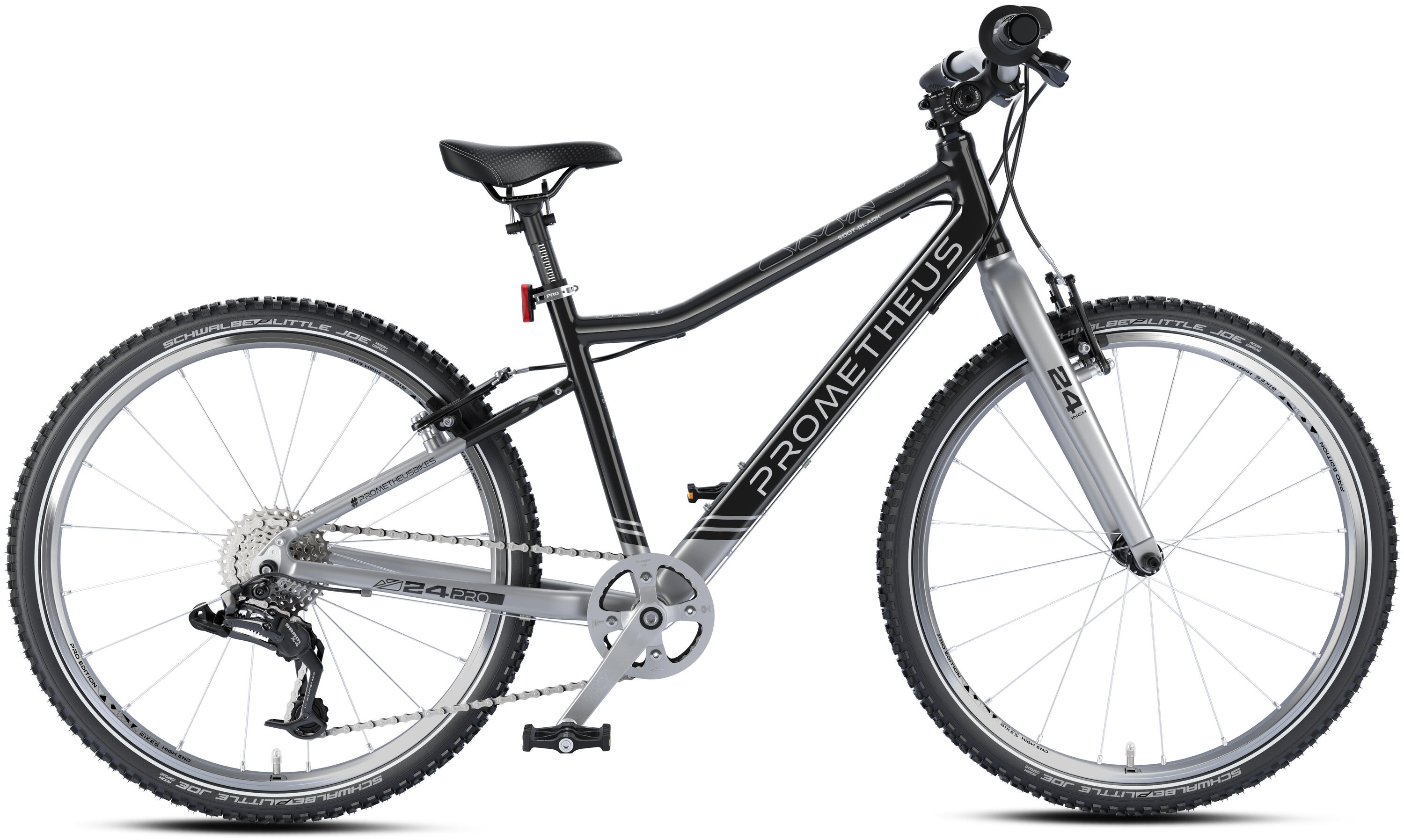 Bici bambini 24 pollici da 7 anni superleggera 8 marce SRAM X4 Nero Argento 3/7