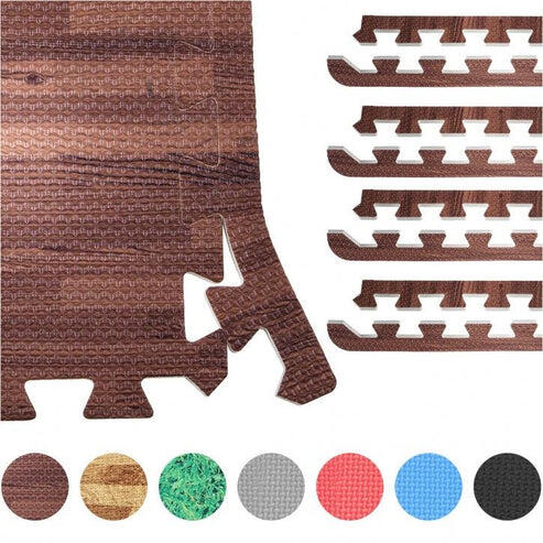 Gorilla Sports - Set De 8 Bordures Pour Dalles | Musculation Et Fitness | Coloris Au Choix - Tapis De Fitness - Bleu|gris|marron - Taille Unique - Decathlon