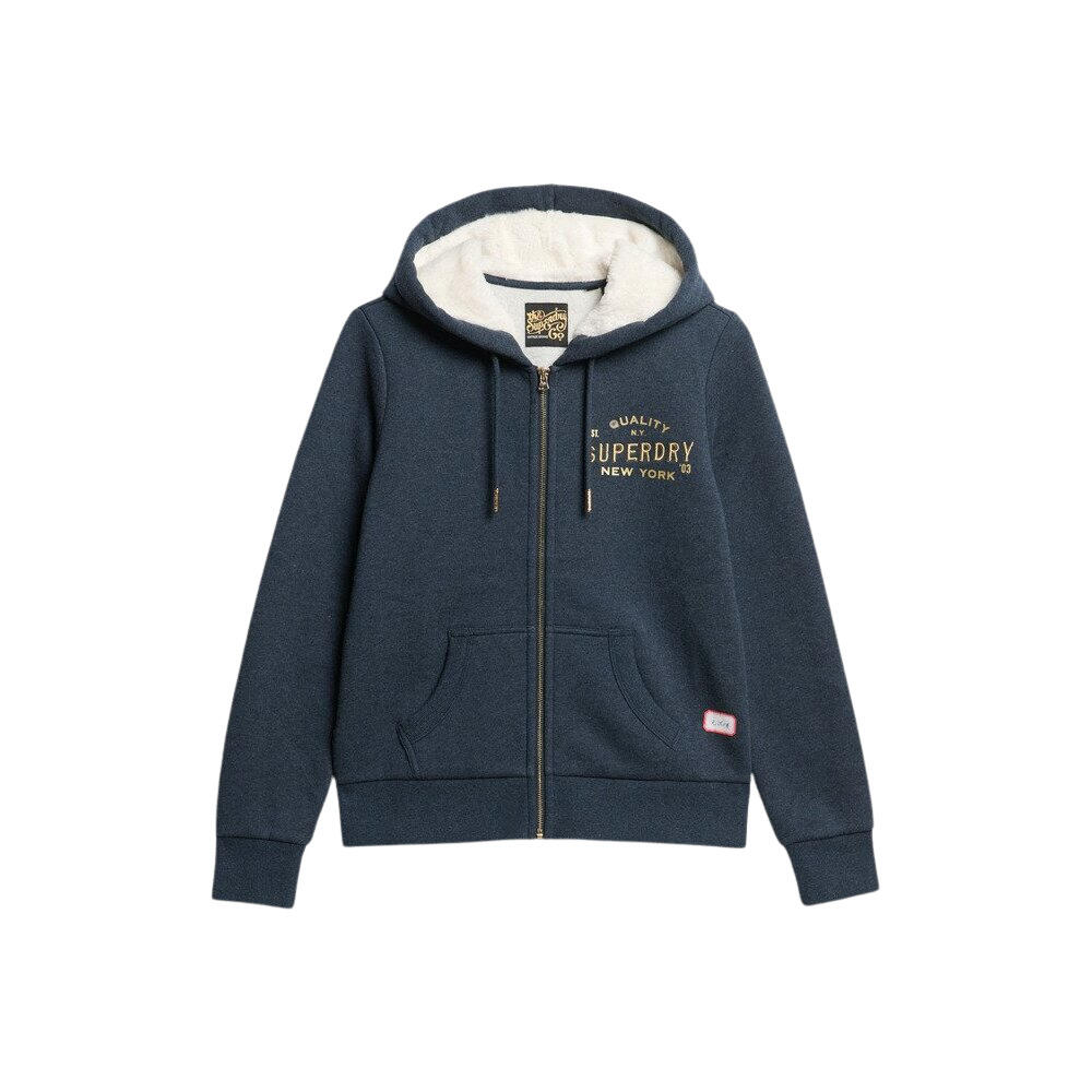 SUPERDRY Felpa con cappuccio zip e logo metallico donna Superdry Luxe