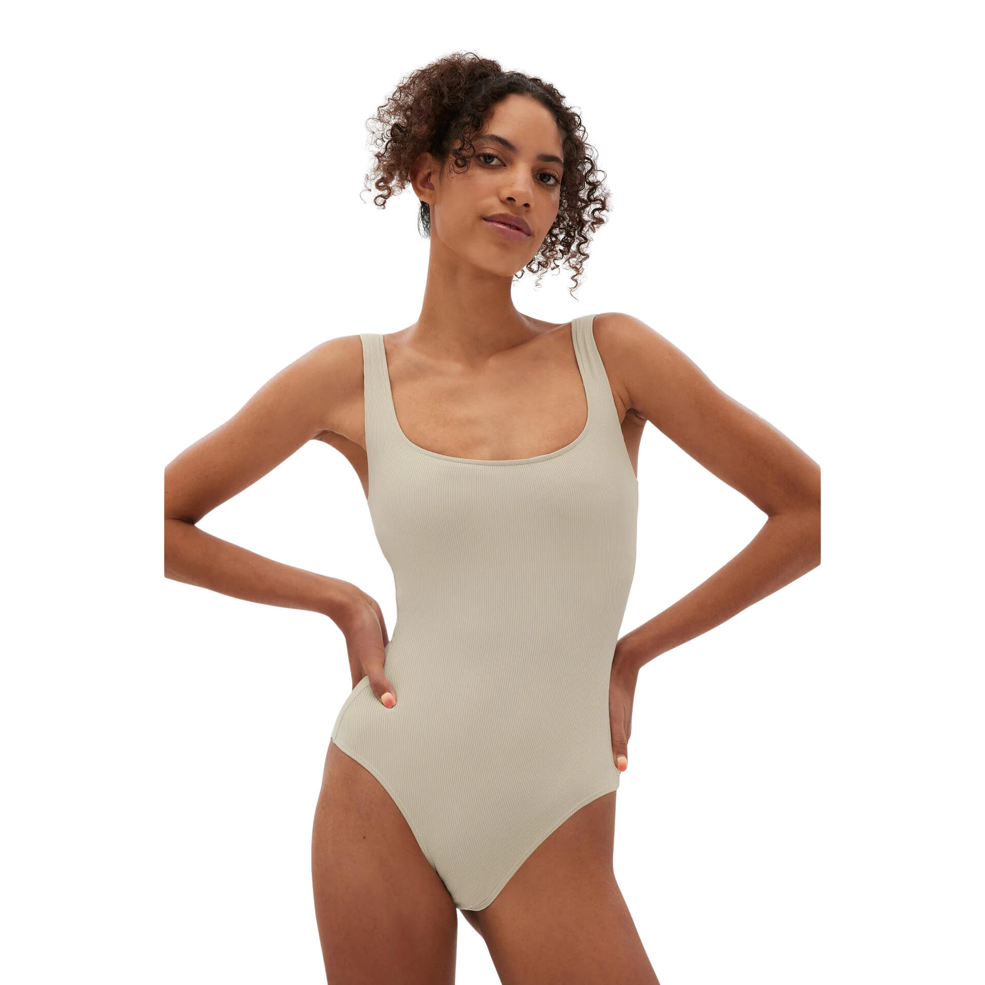 Girlfriend Collective - Body À Col Carré Femme Girlfriend Collective - Combinaison Sèche - Beige|blanc - Decathlon