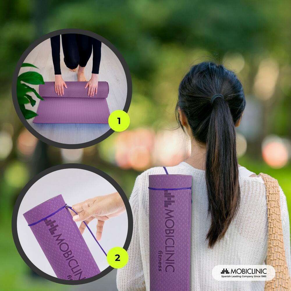 Tapis de yoga 6mm doux adhérence 181 x 61 cm pilates Violet 4/8