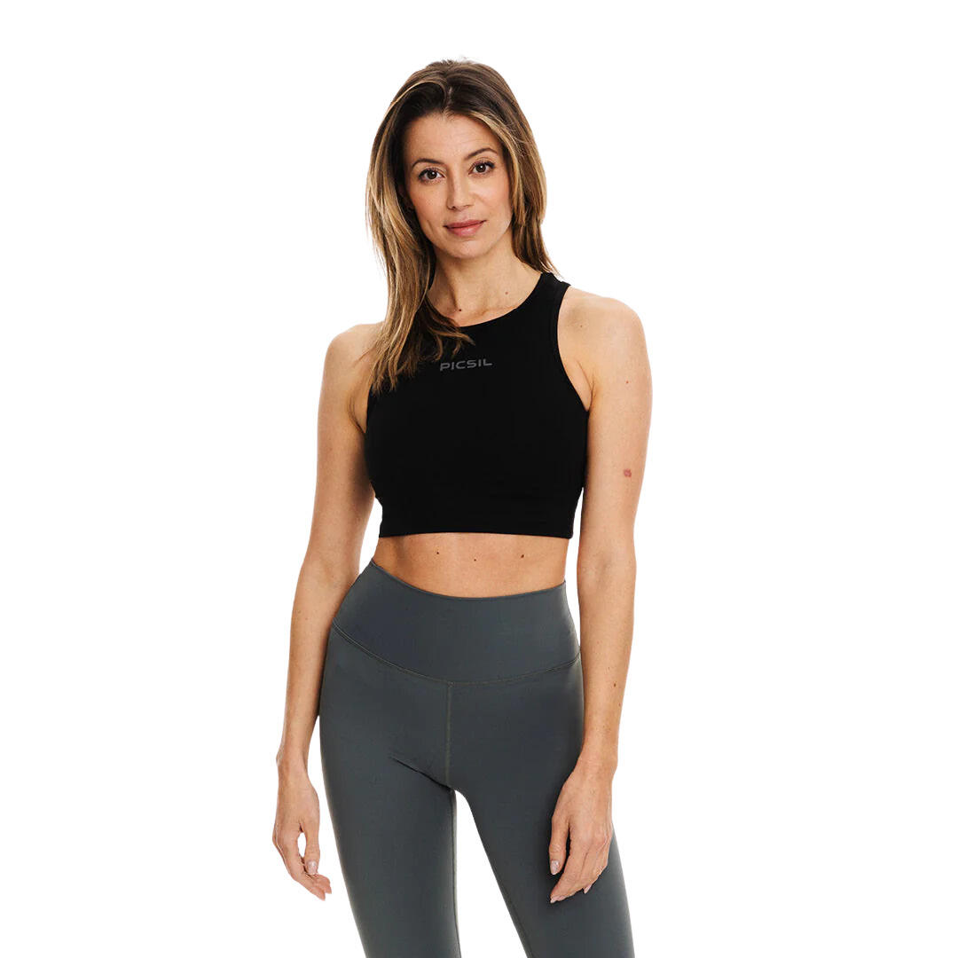 Picsil - Débardeur Crop Ajusté Femme Picsil - T-shirt Sans Manche - Noir - 48 Xl - Decathlon