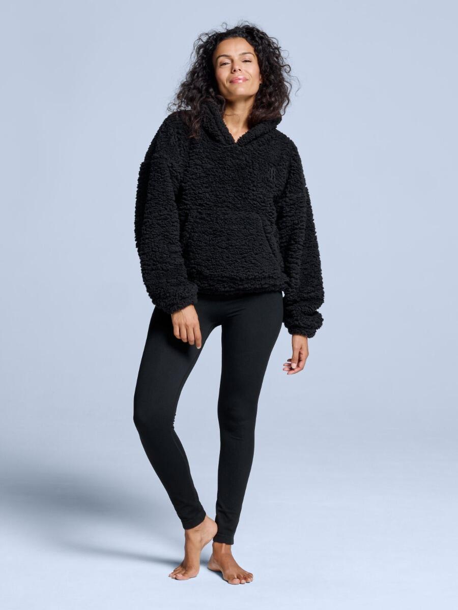 Sweat à capuche moelleux - Femme - Quatre saisons - Teddy - Noir 2/7