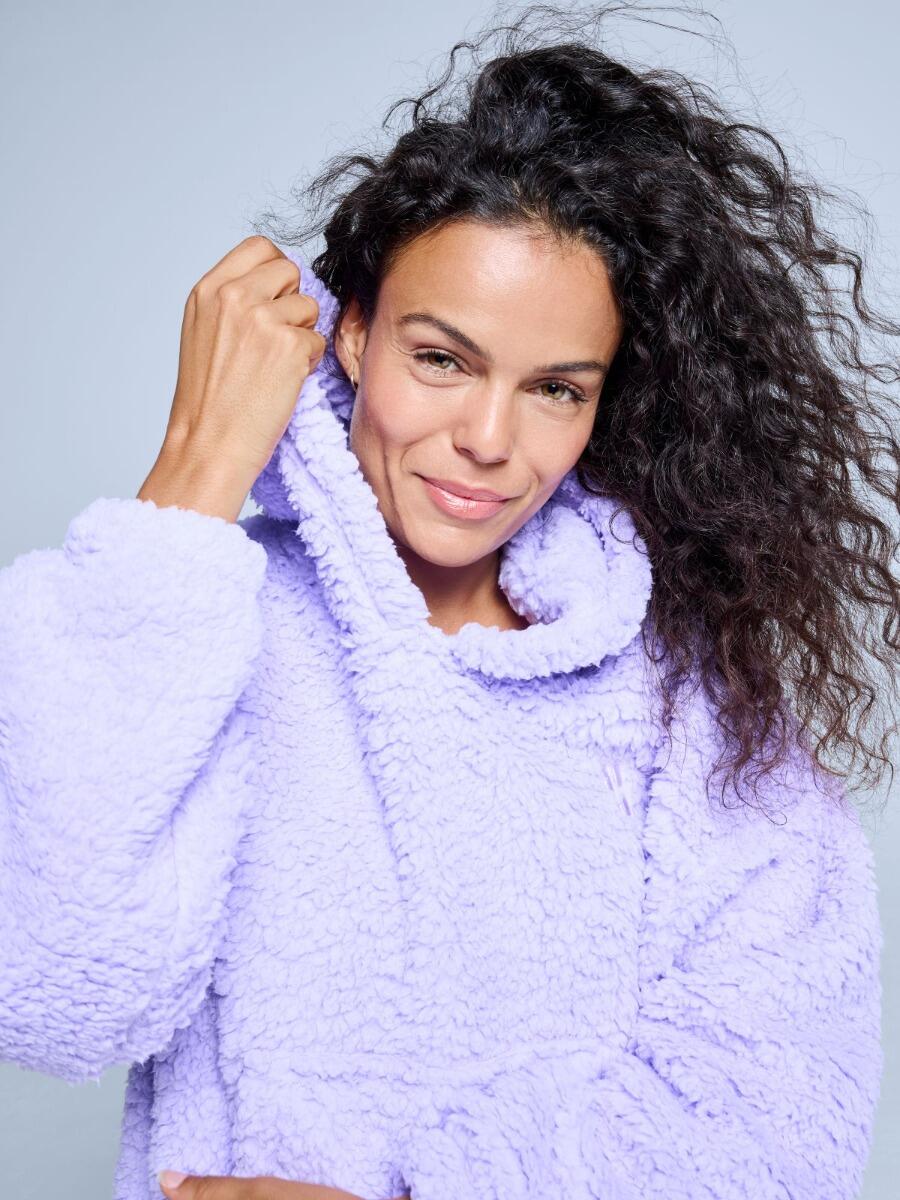 Sweat à capuche moelleux - Femme - Quatre saisons - Teddy - Lilas 5/7