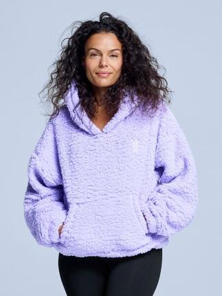 Bluza z kapturem Fluffy - damska - na cztery pory roku - Teddy - liliowa