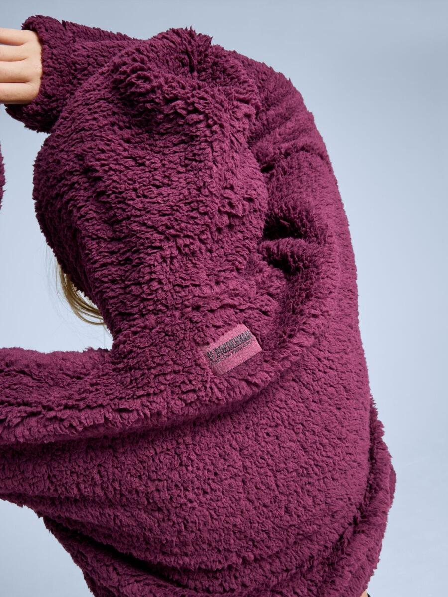 Sweat à capuche moelleux - Femme - Quatre saisons - Teddy - Bordeaux 7/7