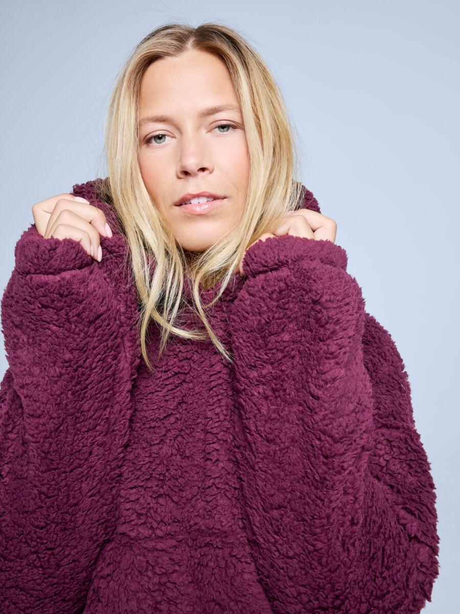 Sweat à capuche moelleux - Femme - Quatre saisons - Teddy - Bordeaux 6/7