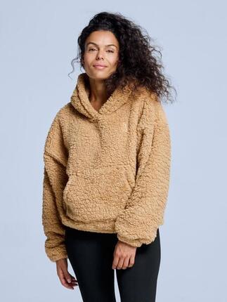 Bluza z kapturem Fluffy - damska - na cztery pory roku - Teddy - Ciepły piasek