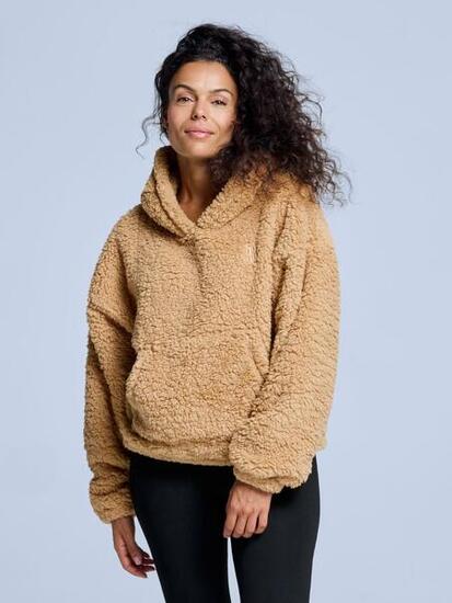 Bluza z kapturem Fluffy - damska - na cztery pory roku - Teddy - Ciepły piasek