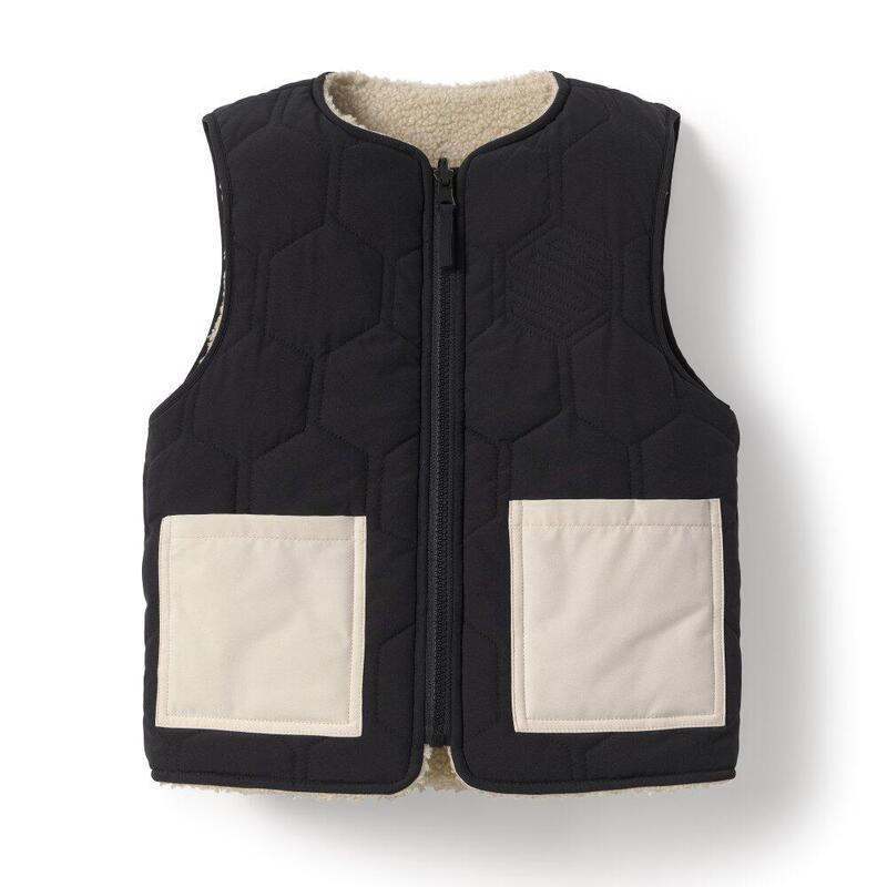 Vesta matlasată sherpa reversibilă pentru fete Tiny-G Negru