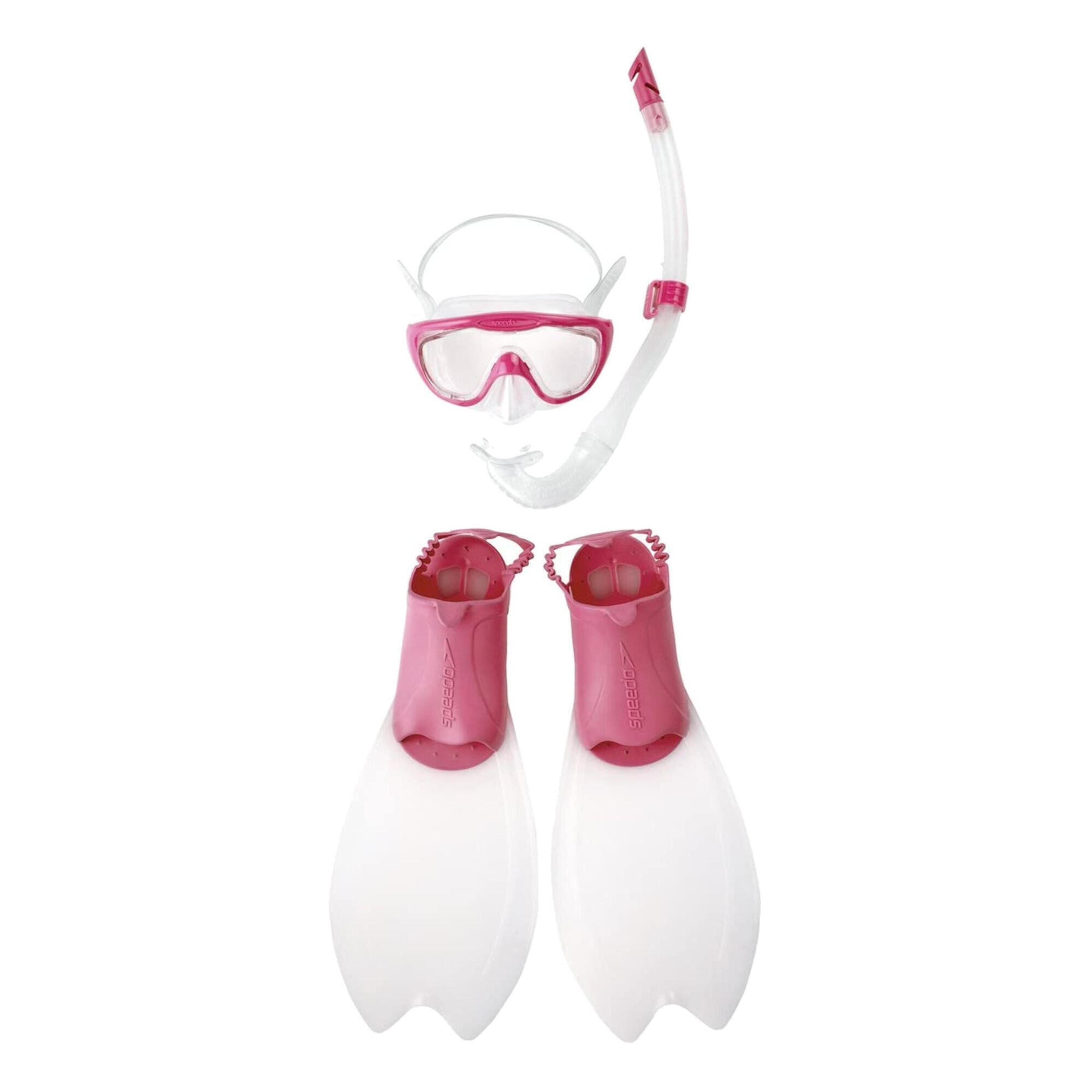 Speedo - Speedo Glide Junior Scuba Snorkelling Kit Enfants Masque + Palmes + Tuba - Kit De Snorkeling - Blanc|rose - Decathlon