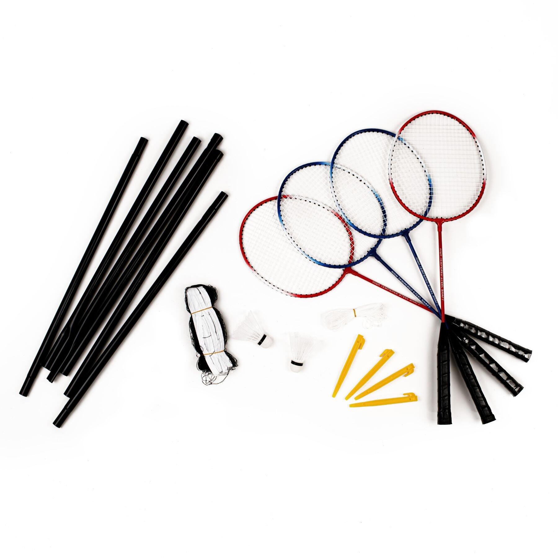 ACRA Badmintonový set - 4 rakety, síť a míčky