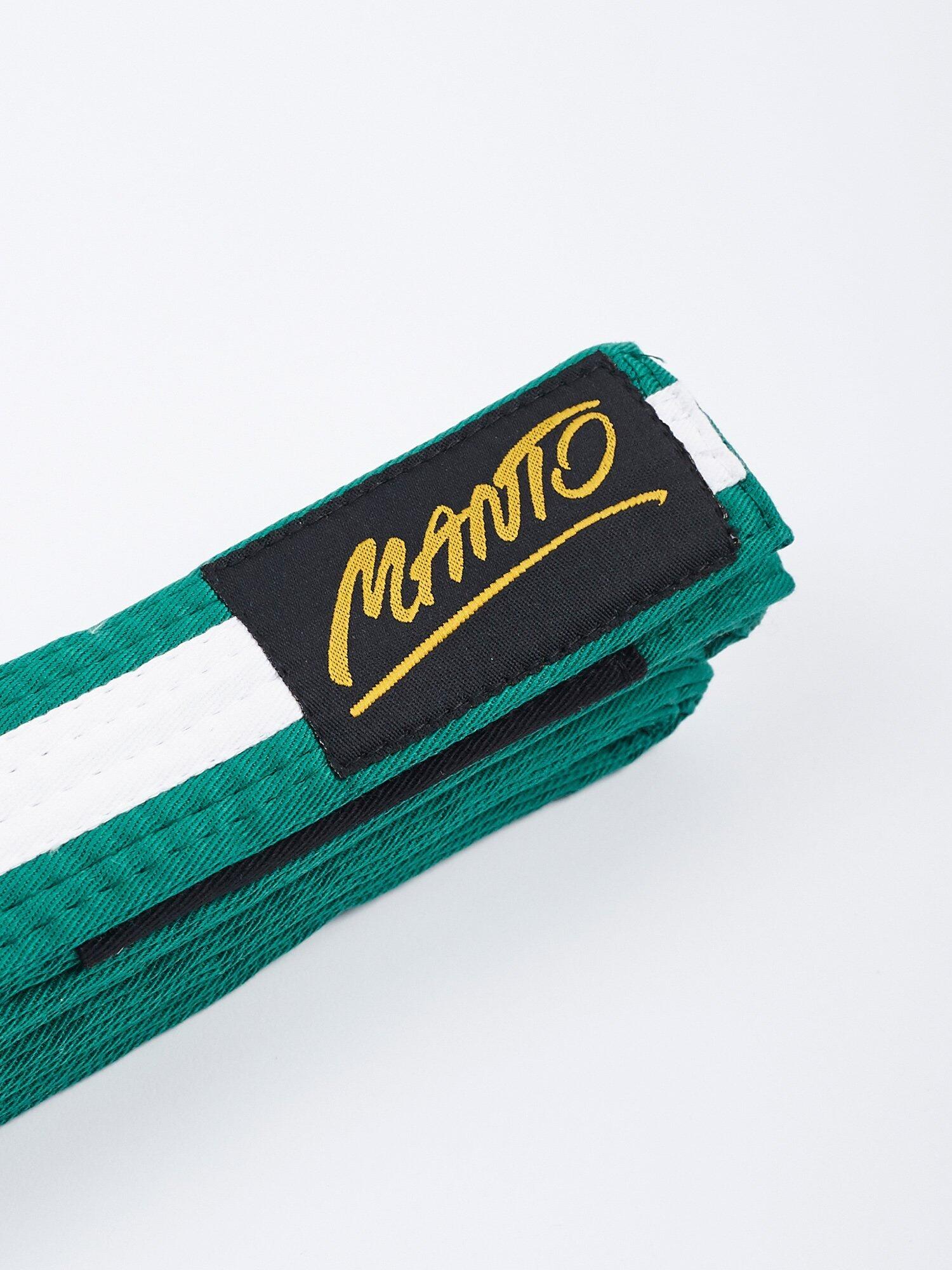 MANTO pas do BJJ dla dzieci TAG zielony z białą belką M3 2/3
