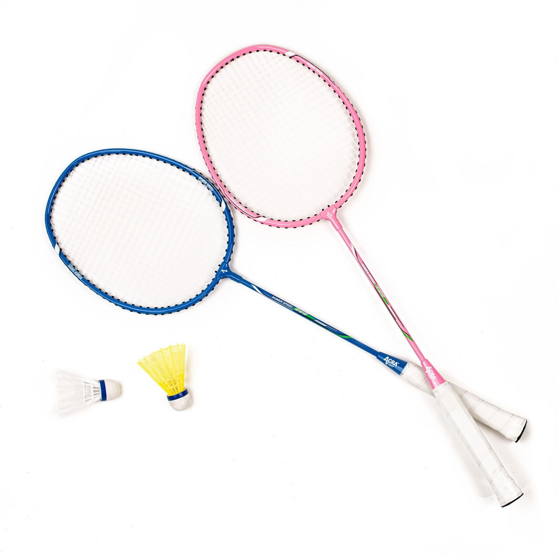 ACRA Badmintonový set - 2 Alu rakety a 2 míčky