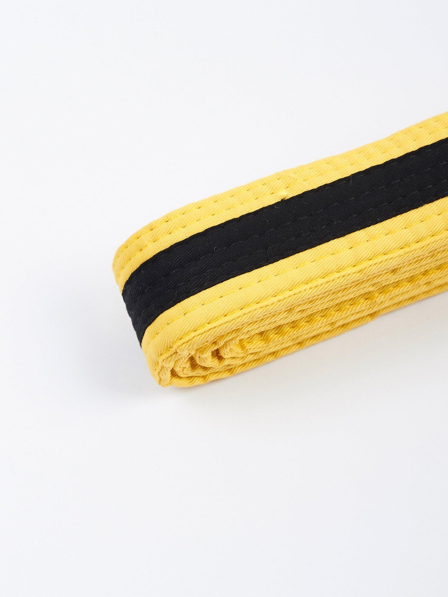 MANTO pas do BJJ dla dzieci TAG żółty z czarną belką M4 3/3