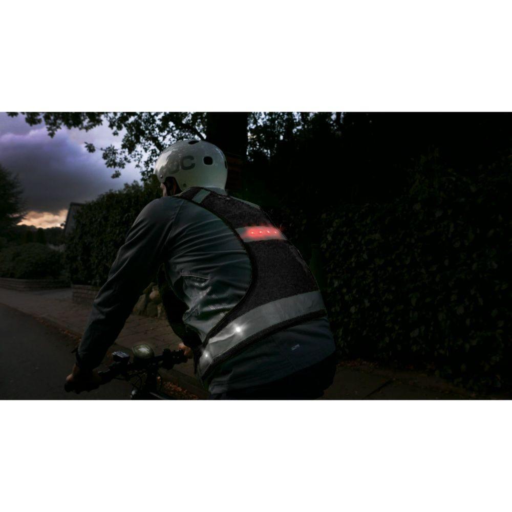 Fahrrad-LED-Weste mit Hochfrequenz- und Reflektorbeleuchtung –  L – Schwarz 4/4