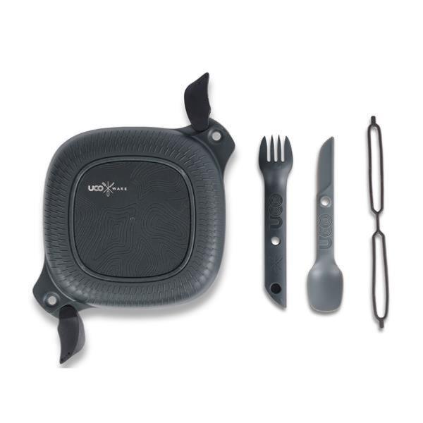 Lancheira hermética MESSKIT ECO com talheres - Cinza 3/4