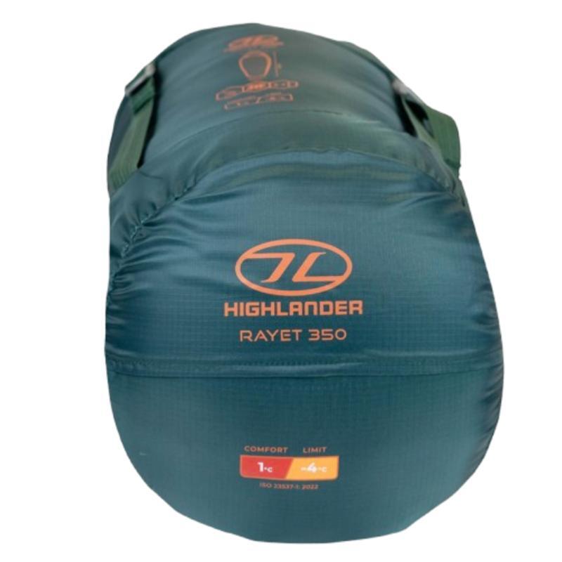 Sacco a pelo mummia RAYET 350 per bivacco - 3/4 stagioni - Verde 5/6
