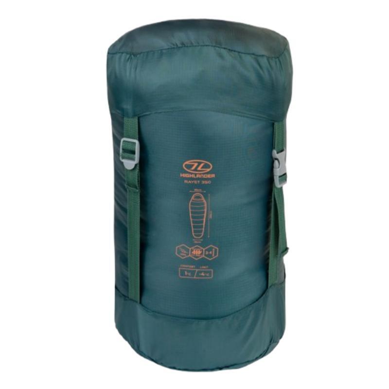 Sacco a pelo mummia RAYET 350 per bivacco - 3/4 stagioni - Verde 4/6