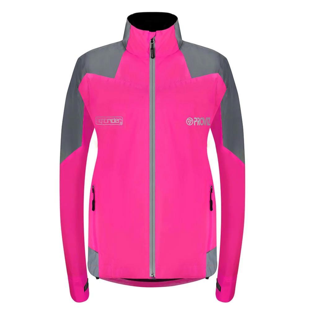 PROVIZ NIGHTRIDER Fluoreszierende/reflektierende Fahrradjacke – L – Rosa