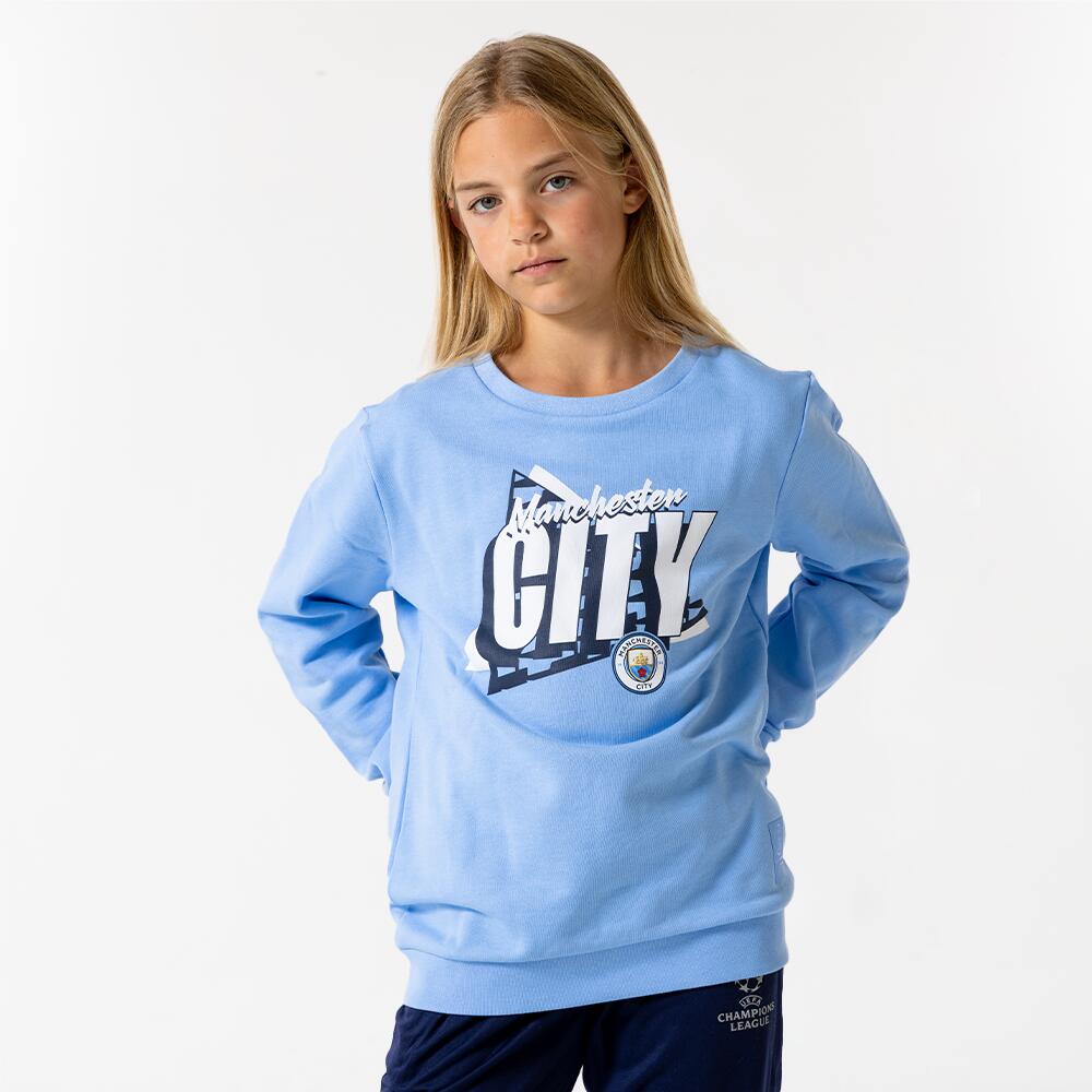 Manchester City - Pull Manchester City Enfants - Sweat-shirt - Bleu - Decathlon