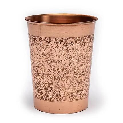 Miedziany kubek na wodę 250ml - Flower design