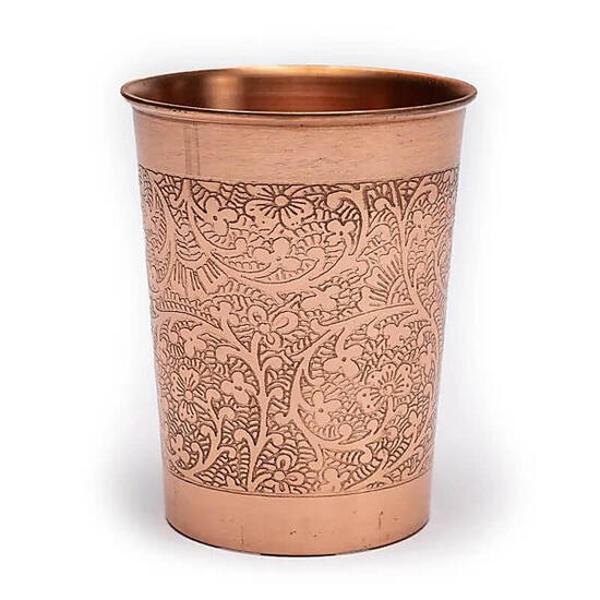 Miedziany kubek na wodę 250ml - Flower design