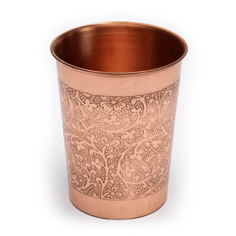 Tazza per acqua in rame 250ml - Design floreale 2/4