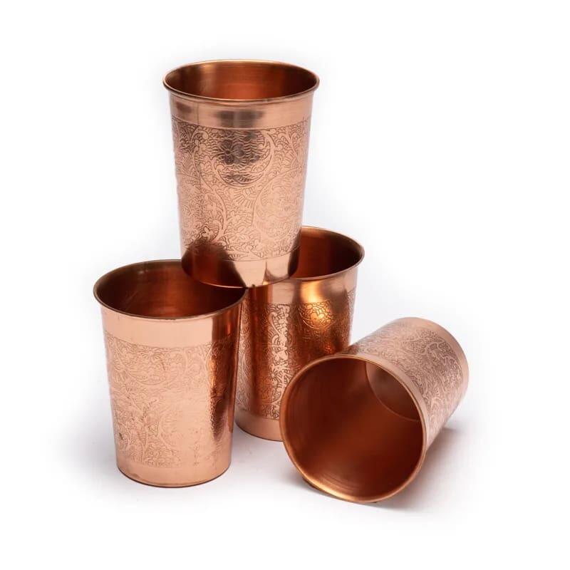 Tazza per acqua in rame 250ml - Design floreale 3/4