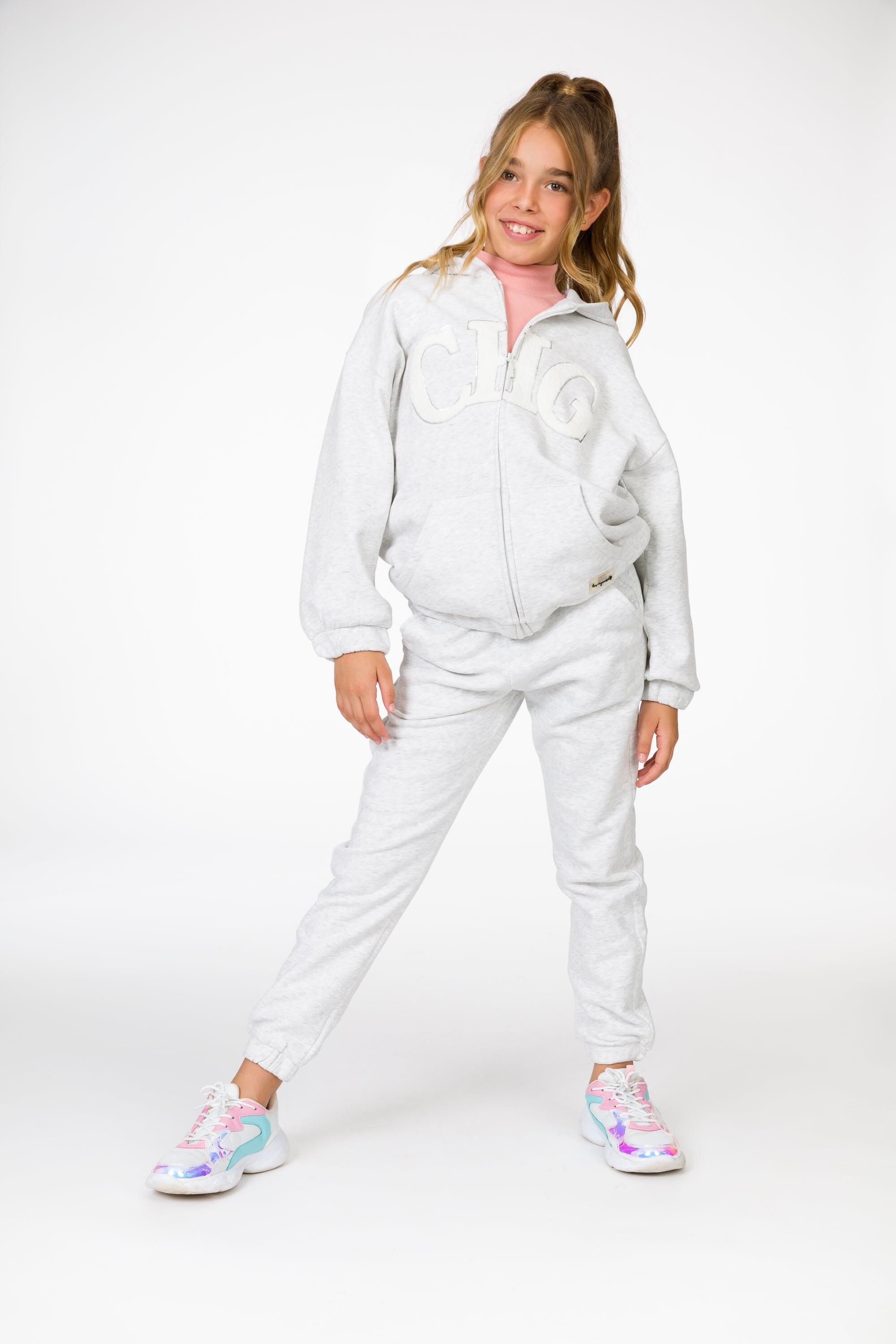 Jogger de niña gris | Felpa con puños 5/5