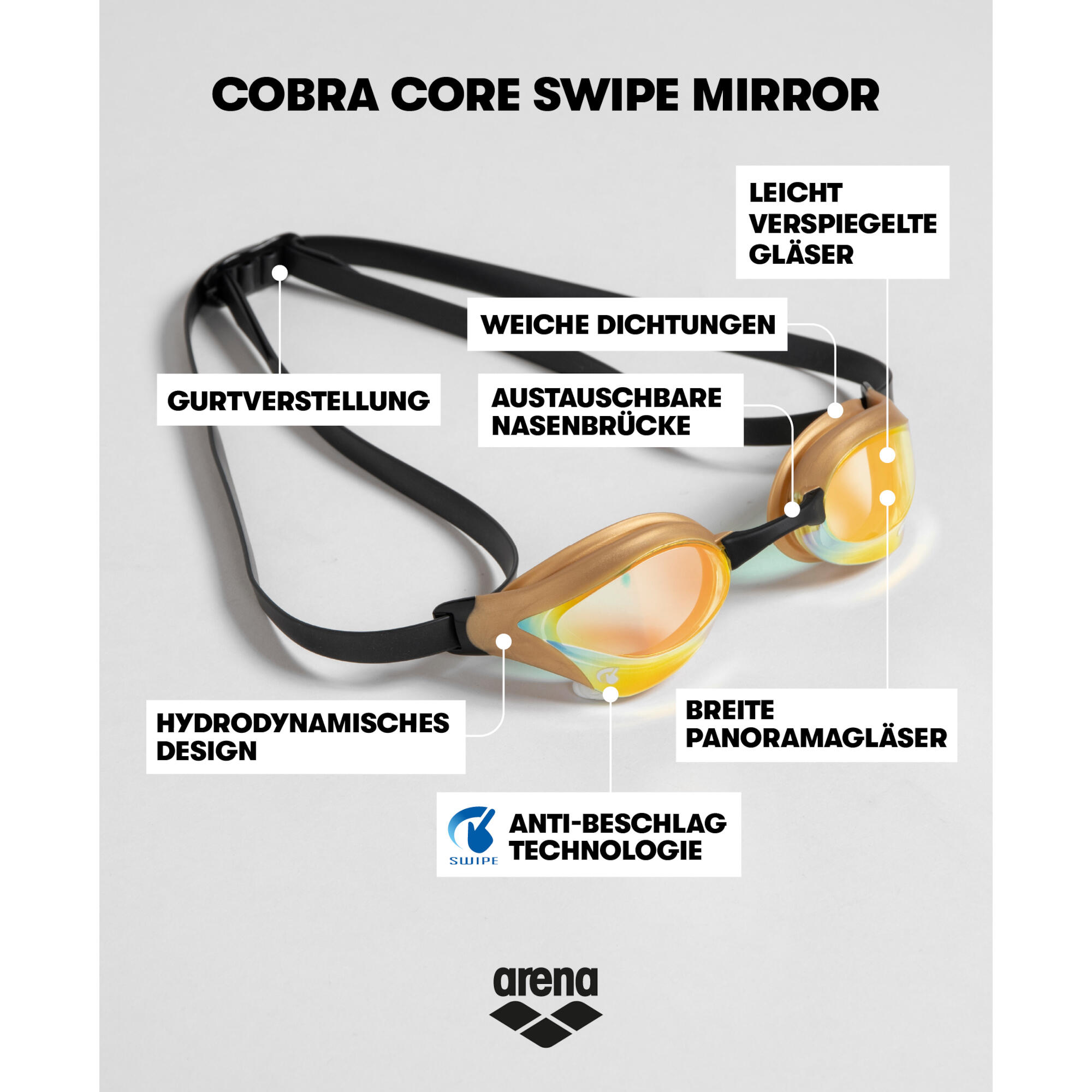 Lunettes de protection Arena Cobra Core Swipe Mirror - Émeraude/Paon 4/7