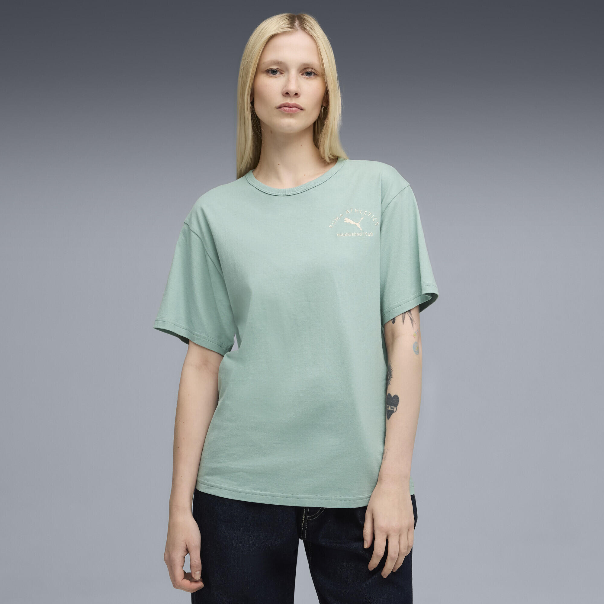 T-Shirt Puma Class Relaxed Tee Light Moss, Azul, Mulheres 2/5