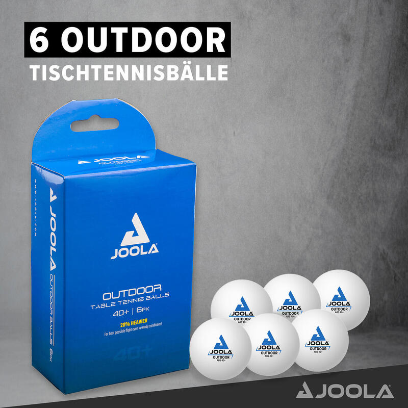 Mingi tenis de masă JOOLA Outdoor set 6, greutate sporită, alb