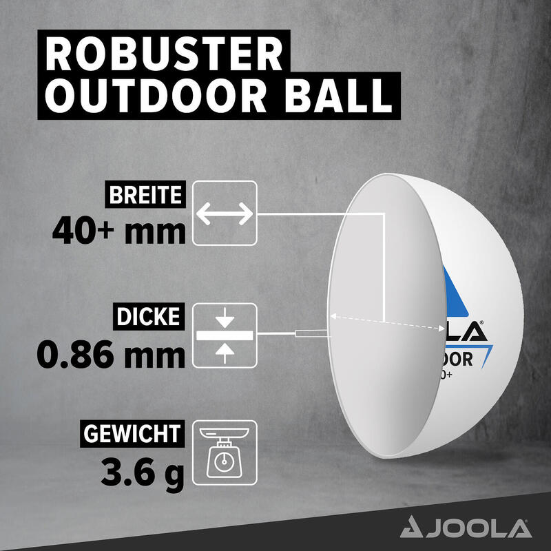 Mingi tenis de masă JOOLA OUTDOOR 40+, 6 buc/set, alb
