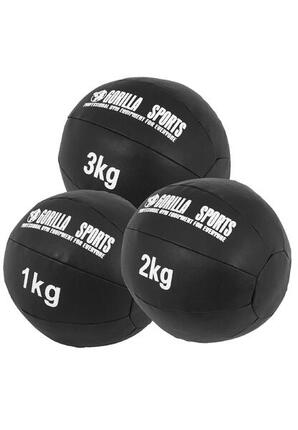 LOT 3 MEDECINE BALL CUIR SYNTHÉTIQUE | MUSCULATION | POIDS TOTAL 6KG
