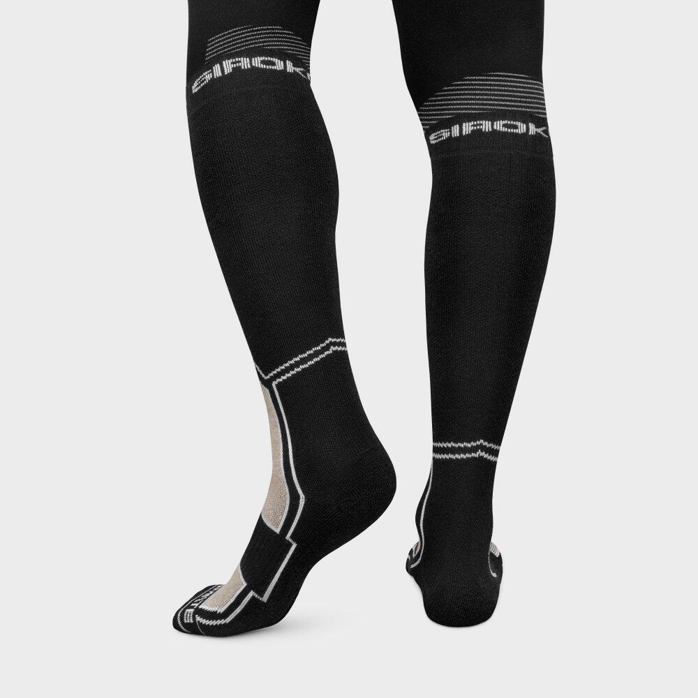 Chaussettes snowboard laine Sports d'hiver Homme et Femme SRX FEND Sand Noir 4/6