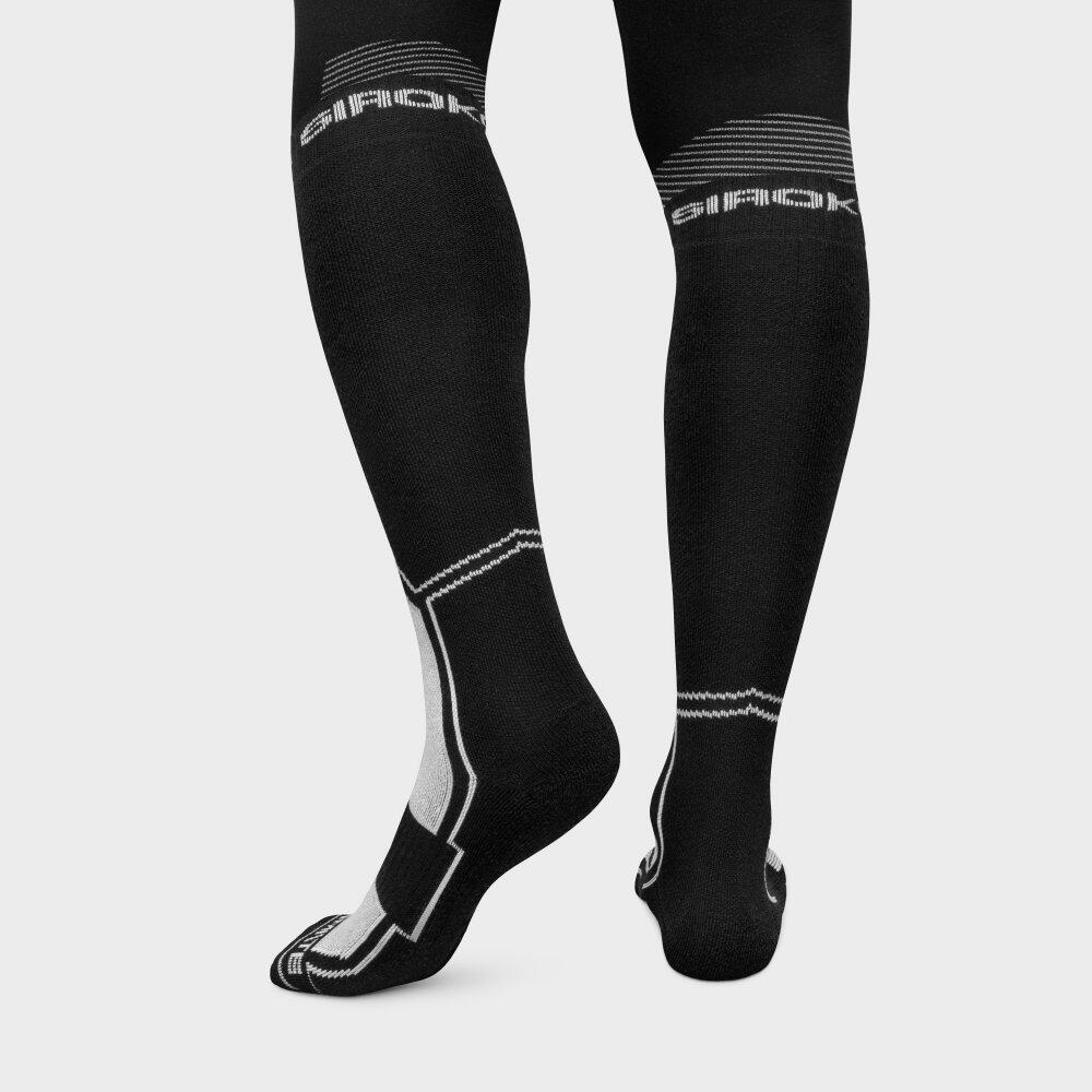 Chaussettes snowboard laine Sports d'hiver Homme et Femme SRX FEND B&W Noir 4/6