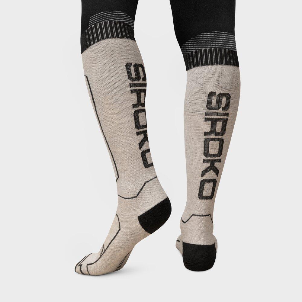 Men & Women Winter sports Wool ski socks SRX GLIDE Sand Beige 4/6