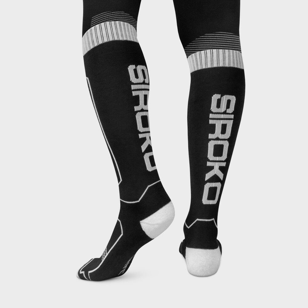 Men & Women Winter sports Wool ski socks SRX GLIDE B&W Black 4/6