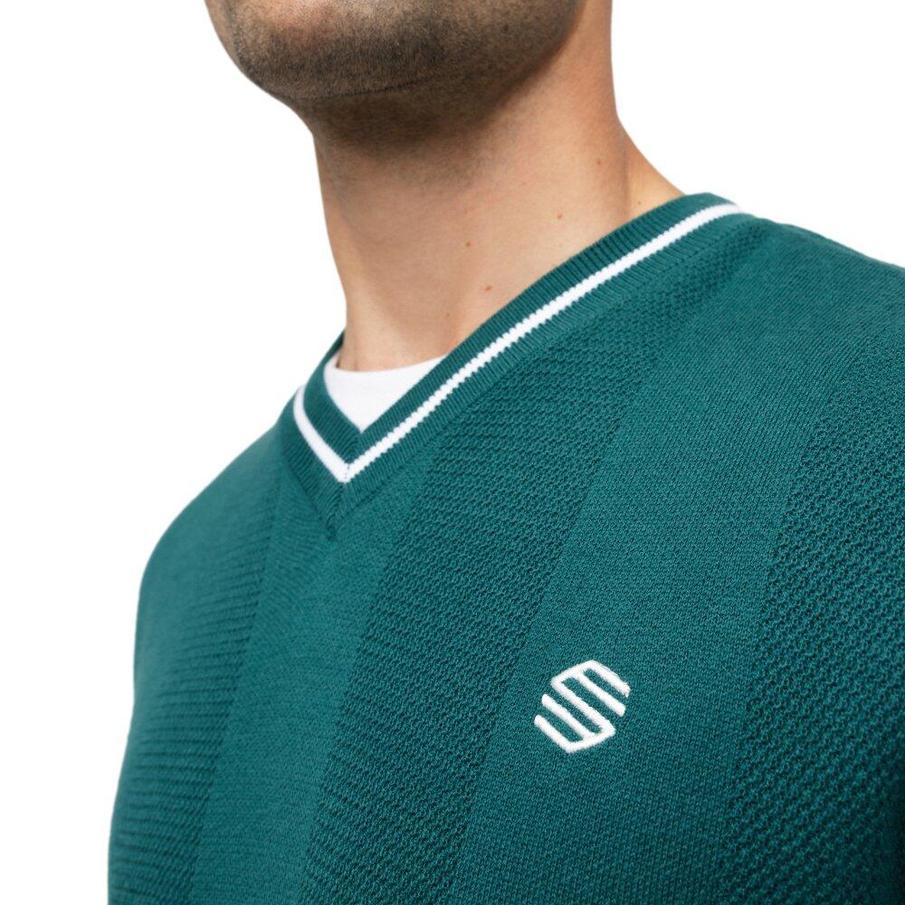 Pull de golf maille col en V homme Hagen Teal Vert 5/7