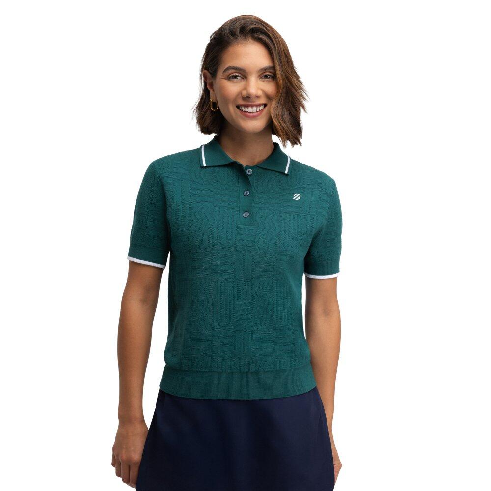 レディースウェア polo golf wool knit archive dead stock Women Golf 's knit polo shirt Hazard Teal Green - Decathlon