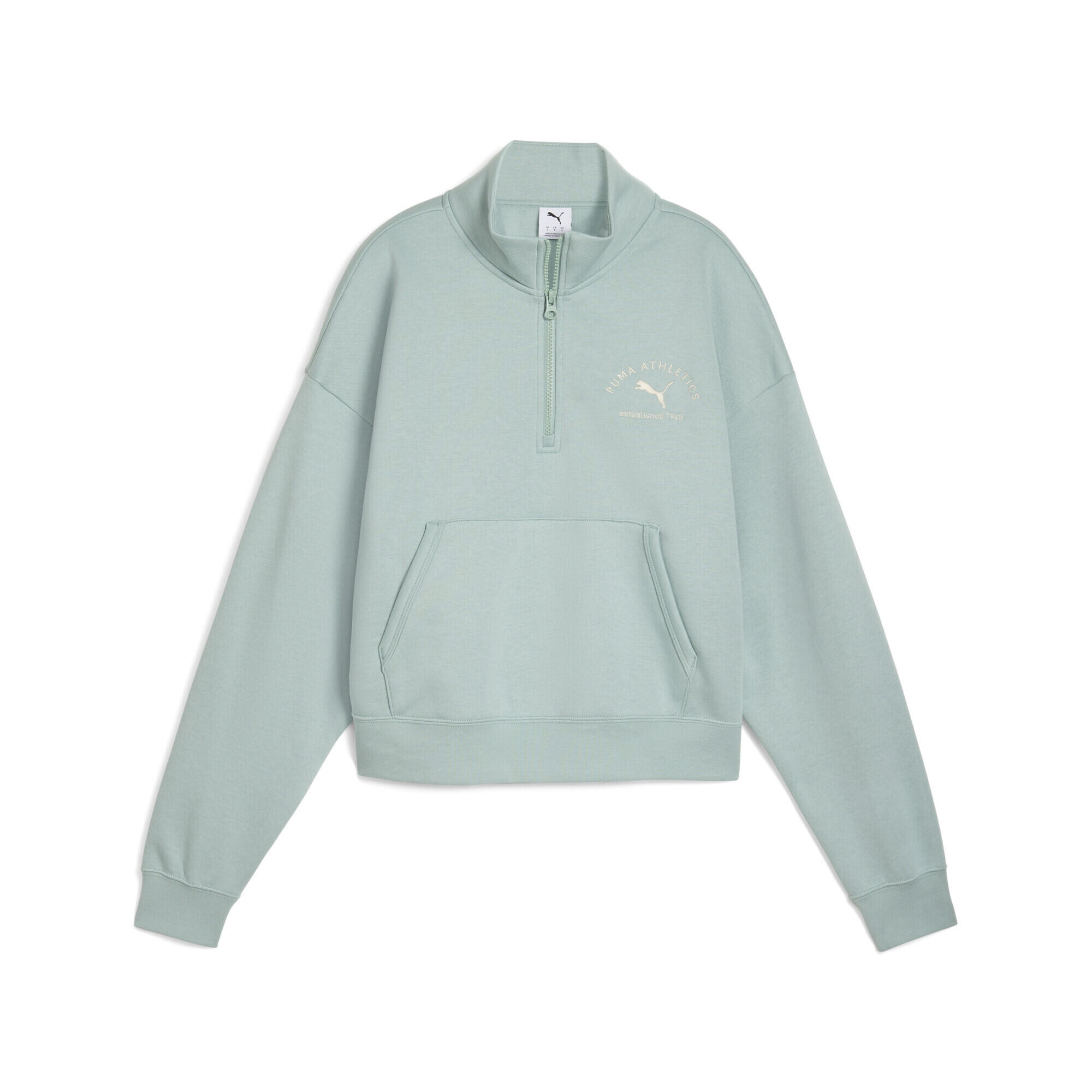 Puma - Sweat Court À Col Zippé Puma Class Femme Puma - Pull - Vert - Decathlon