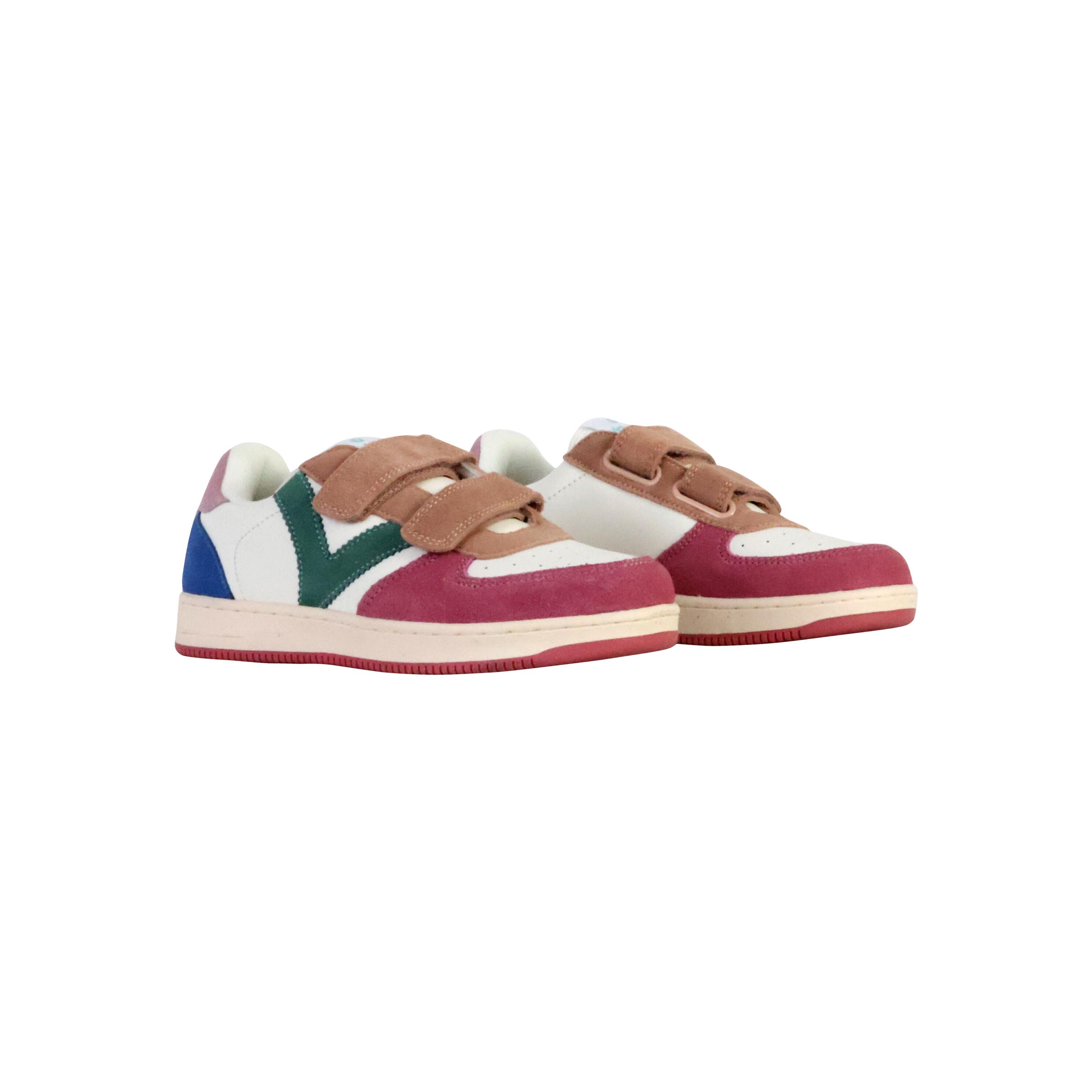 Basket à scratch pour enfant TIEMPO SCRATCH CUIR FENDU MULTICOLORE 3/5