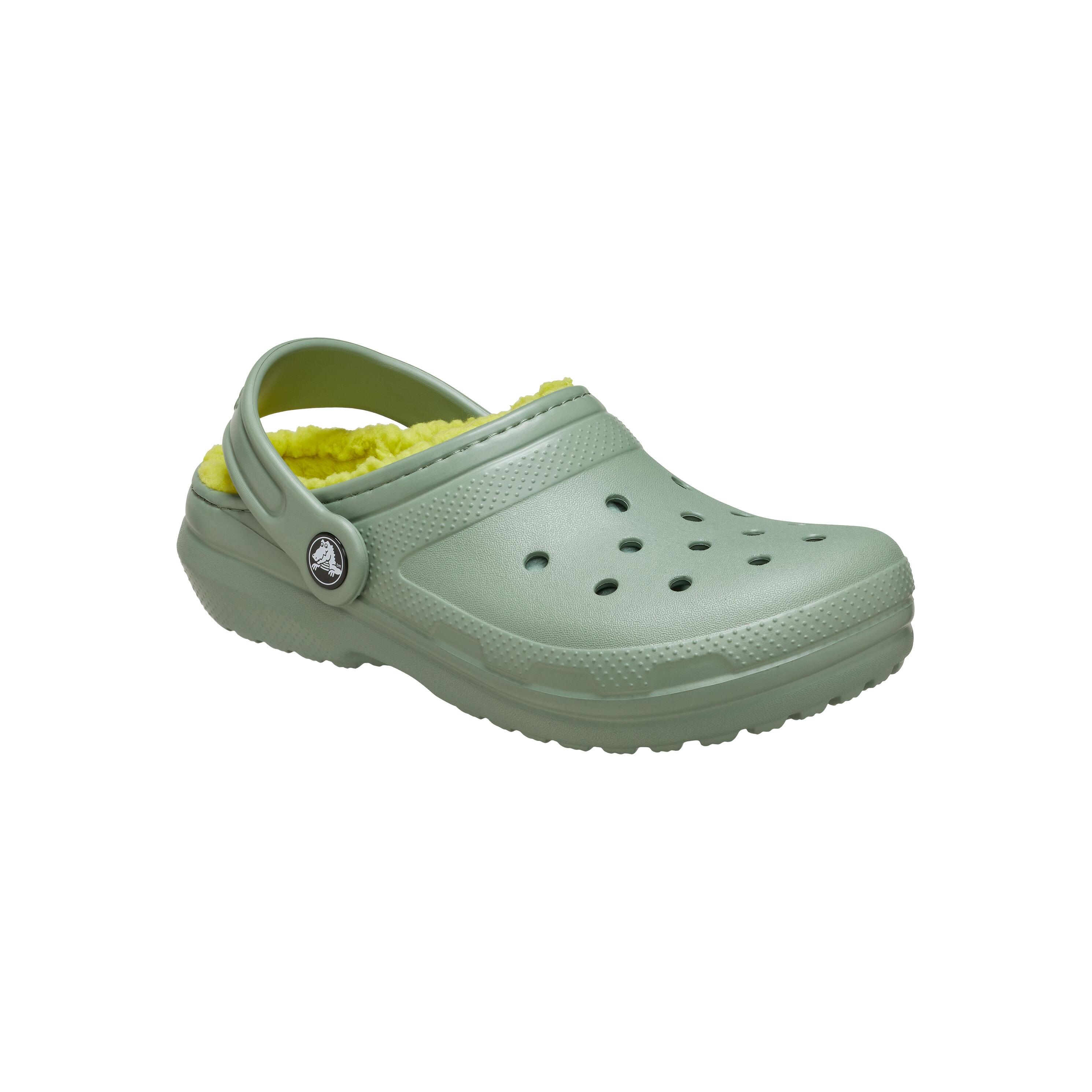 Crocs Classic Lined Thermoplastic Unisex Kids's Moss Clogs 3/6