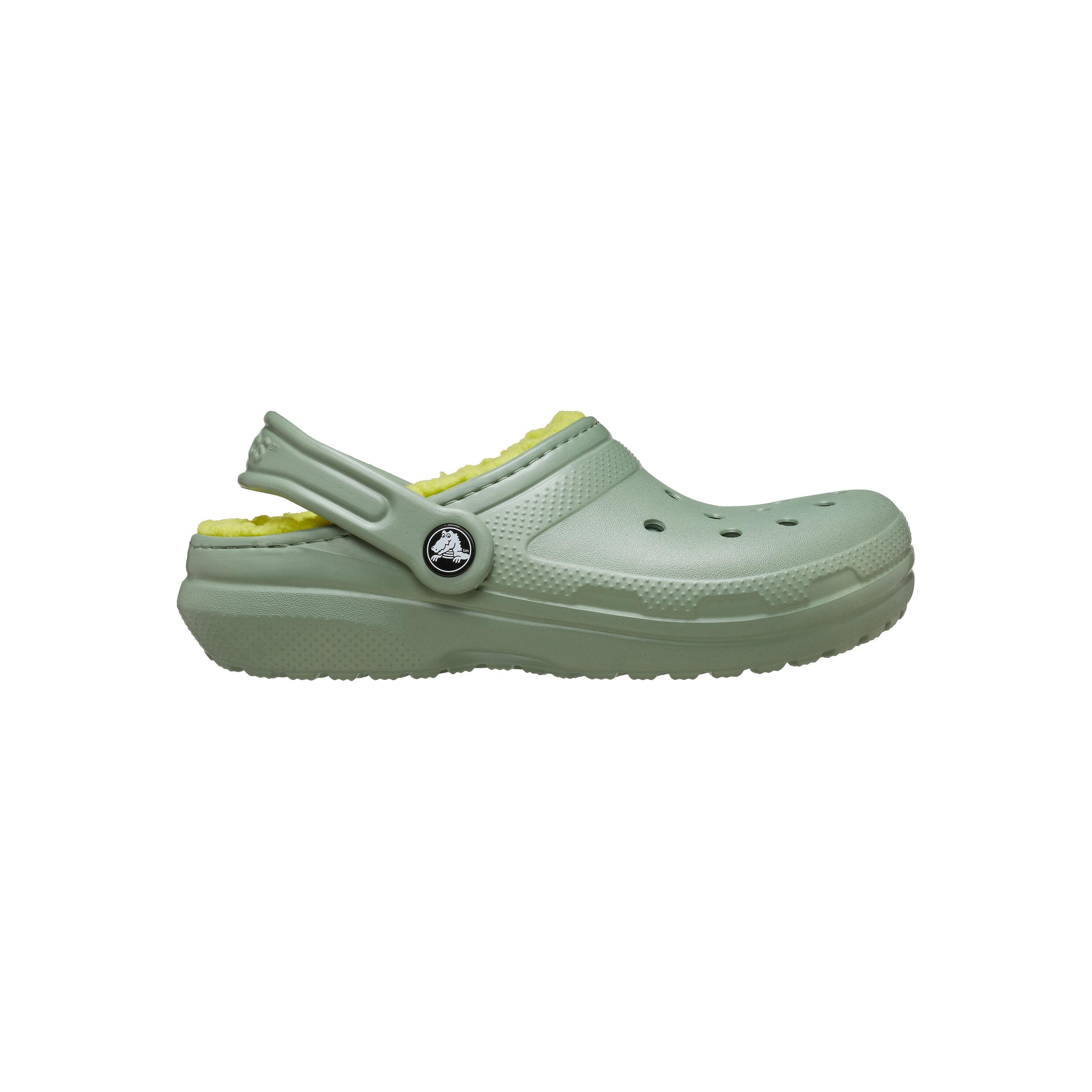Crocs Classic Lined Thermoplastic Unisex Kids's Moss Clogs 2/6