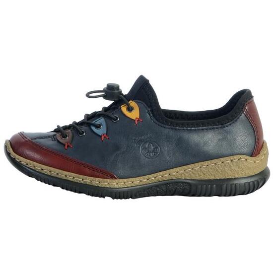 Rieker Damen Halbschuh Slipper Schuhe N3271-35 Blau Kombi