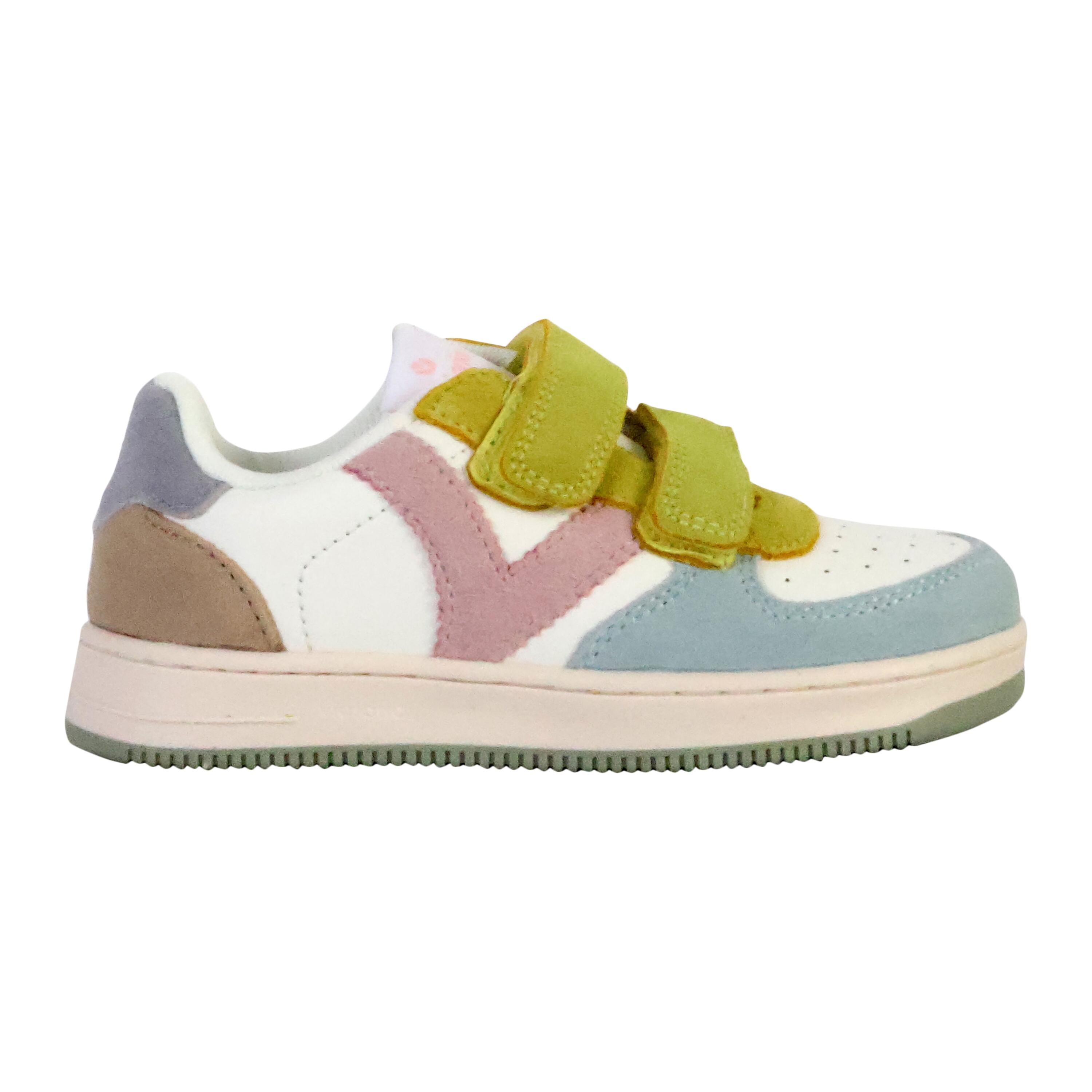 Basket à scratch pour enfant TIEMPO SCRATCH CUIR FENDU MULTICOLORE 3/5
