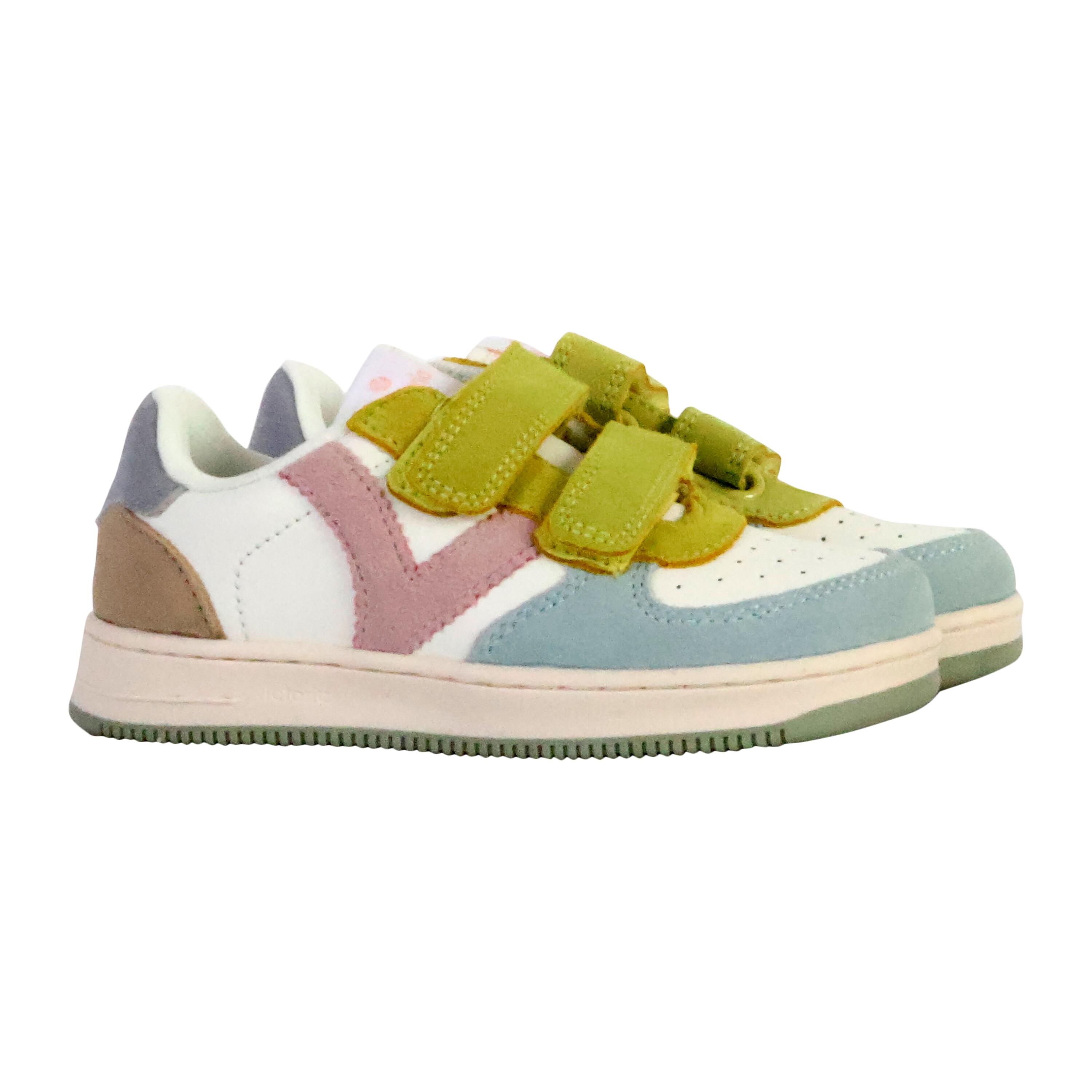 Basket à scratch pour enfant TIEMPO SCRATCH CUIR FENDU MULTICOLORE 2/5