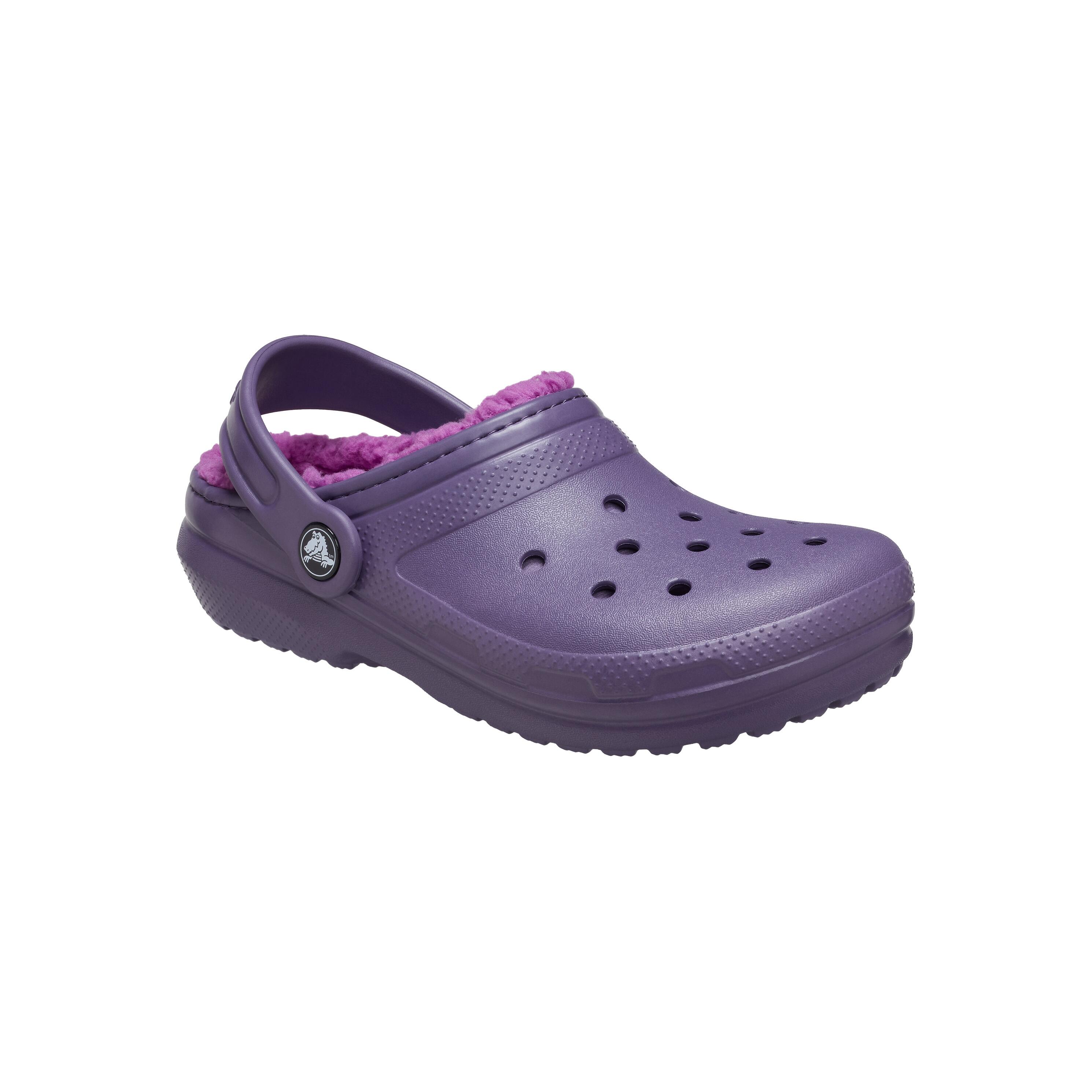 Crocs Classic Lined Thermoplastic Unisex Kids's Nightshade Clogs 4/6